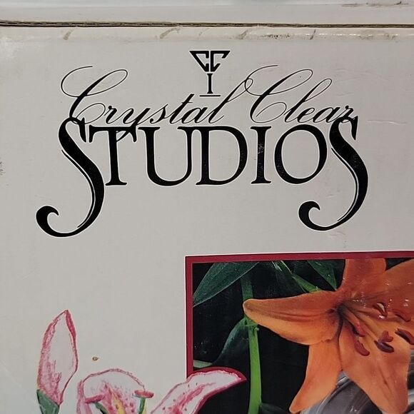 Crystal Clear Studios Lilly Glass Serving Tray Vintage 80s With Original Box - Picture 10 of 11